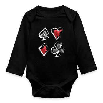 Skat Poker Jeu de Cartes Jeu Couleurs Coeur de Pique Caro - Body Bébé bio manches longues - noir - Devant