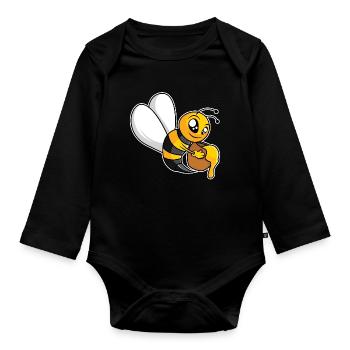 Fleißige Honigbiene - Baby Bio-Langarm-Body - Schwarz - Vorne