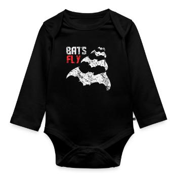 Bats Fly - Bat - Bat - Design - Organic Longsleeve Baby Bodysuit - black - Front