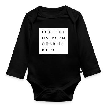 Typo Foxtrot Uniforme Charlie Kilo drôle amusant drôle - Body Bébé bio manches longues - noir - Devant