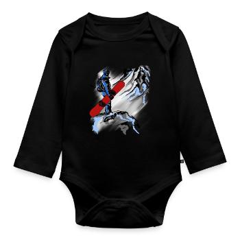 snowboarding - Organic Longsleeve Baby Bodysuit - black - Front