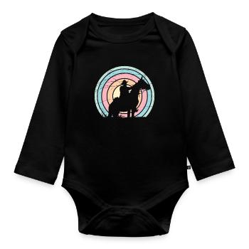 Cowboy - Western - Baby Bio-Langarm-Body - Schwarz - Vorne