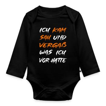 Ich kam sah und vergaß - Baby Bio-Langarm-Body - Schwarz - Vorne
