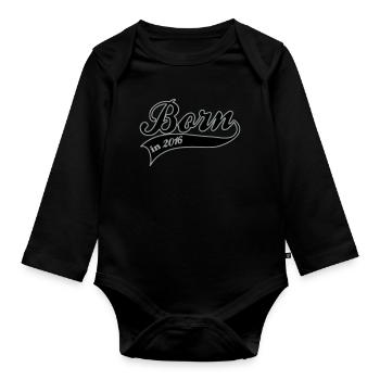 born in 2016 - Body Bébé bio manches longues - noir - Devant