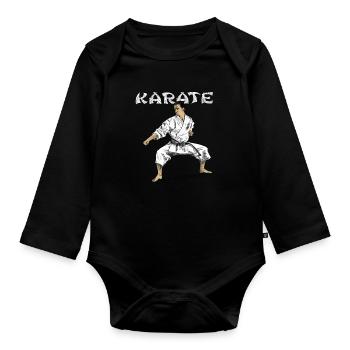 karate - Body Bébé bio manches longues - noir - Devant