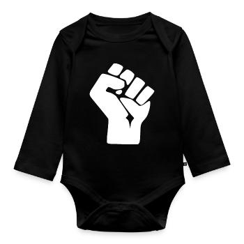 poing - Body Bébé bio manches longues - noir - Devant