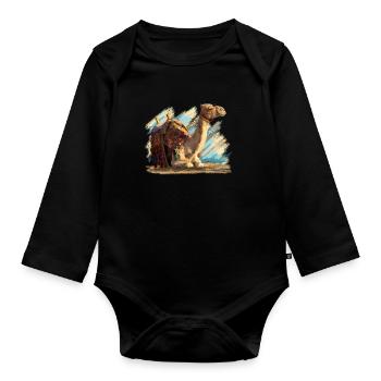 kamel - Baby Bio-Langarm-Body - Schwarz - Vorne