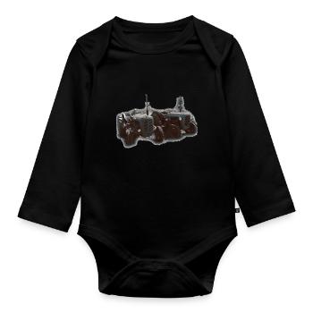 Traktorenduo im Feld - Baby Bio-Langarm-Body - Schwarz - Vorne