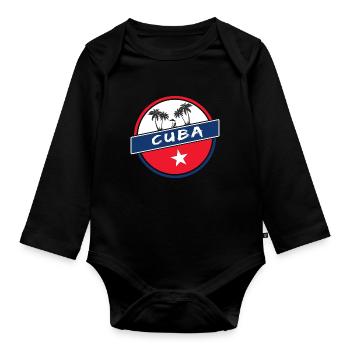 Kuba Kreis in den Nationalfarben - Baby Bio-Langarm-Body - Schwarz - Vorne