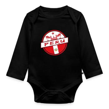 Peru Kreis in den Nationalfarben - Baby Bio-Langarm-Body - Schwarz - Vorne