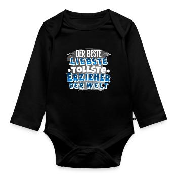 Erzieher - Baby Bio-Langarm-Body - Schwarz - Vorne