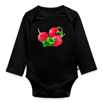 radieschen gemüse speise - Baby Bio-Langarm-Body - Schwarz - Vorne