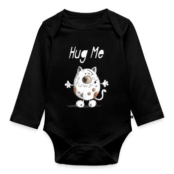 Hug Me Chat - Body Bébé bio manches longues - noir - Devant