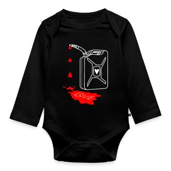 love is my fuel, gasoline jerrycan, bidon d’essence - Body Bébé bio manches longues - noir - Devant