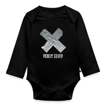 Problem solved (place on black item) - Organic Longsleeve Baby Bodysuit - black - Front
