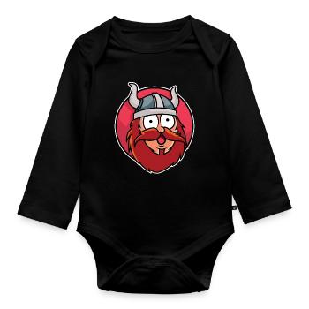 Lustiger Wikinger - Baby Bio-Langarm-Body - Schwarz - Vorne