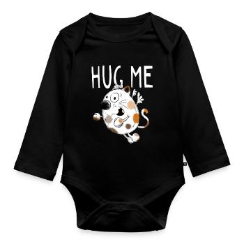 Hug Me Cat Cartoon - Gift - Organic Longsleeve Baby Bodysuit - black - Front