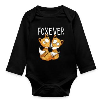 Foxever - Renard - Renards - Cadeau - Body Bébé bio manches longues - noir - Devant
