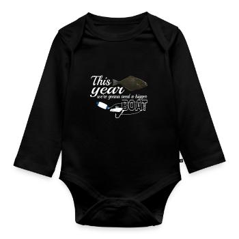 Halibut anglers in Norway/Iceland bigger boat - Organic Longsleeve Baby Bodysuit - black - Front