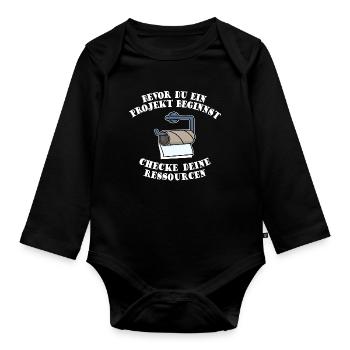Projektmanager Organisation Projekt Lustig Sprüche - Baby Bio-Langarm-Body - Schwarz - Vorne