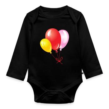 Luftballons - Baby Bio-Langarm-Body - Schwarz - Vorne