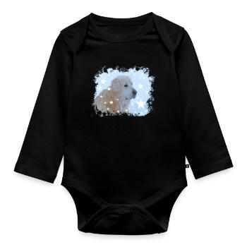 Retriever, Golden Retriever, Dog, Christmas, - Organic Longsleeve Baby Bodysuit - black - Front