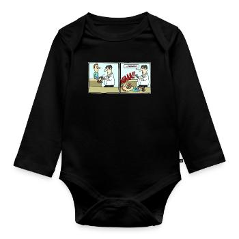 Fussballer Comic Cartoon Fussball Lustig Witzig - Baby Bio-Langarm-Body - Schwarz - Vorne