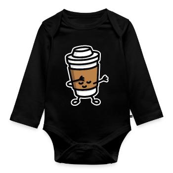 Dab / dabbing cardboard coffee cup - Body Bébé bio manches longues - noir - Devant
