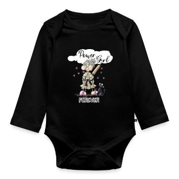 Power Girl - Baby Bio-Langarm-Body - Schwarz - Vorne