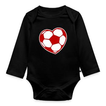 Ich Liebe Fussball Fussballfan Fussballer Herz - Baby Bio-Langarm-Body - Schwarz - Vorne