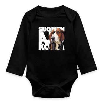 Finnish Hunting Dog I - Organic Longsleeve Baby Bodysuit - black - Front