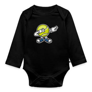 Dab dabbing tennis ball﻿ - Organic Longsleeve Baby Bodysuit - black - Front