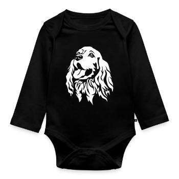 Cocker Spaniel "Black Edition" - Baby Bio-Langarm-Body - Schwarz - Vorne