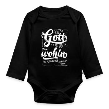 Dein Gott Ist Mit Dir - Baby Bio-Langarm-Body - Schwarz - Vorne
