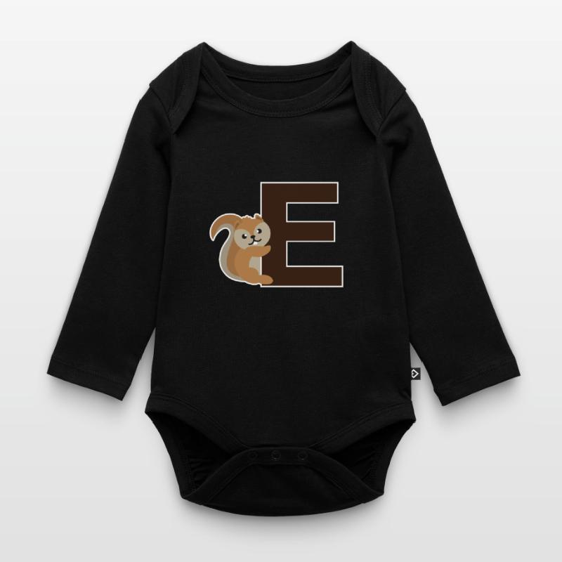 Ein E wie das Eichhörnchen das an dem E hängt Baby Bio-Langarm-Body