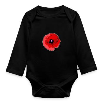 Artful Poppy on Canvas - Organic Longsleeve Baby Bodysuit - black - Front