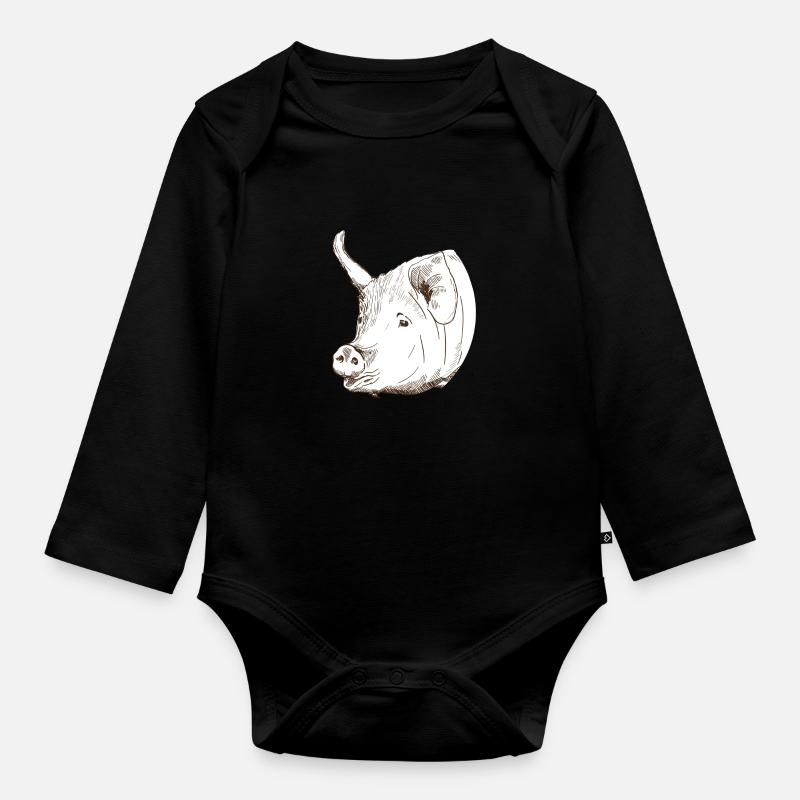Cochon - Body Bébé bio manches longues - noir
