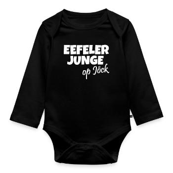 Eefeler Junge op Jöck (Weiß) Eifel Jungs - Baby Bio-Langarm-Body - Schwarz - Vorne
