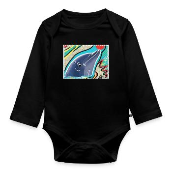 Eg Delfin I Tier I Foto I Zeichnung - Baby Bio-Langarm-Body - Schwarz - Vorne