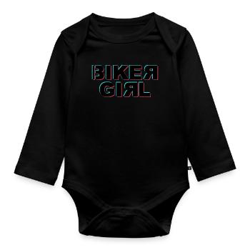 Biker Girl Glitch - Baby Bio-Langarm-Body - Schwarz - Vorne