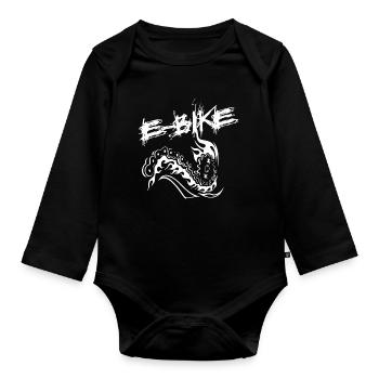 E-bike rider - Organic Longsleeve Baby Bodysuit - black - Front