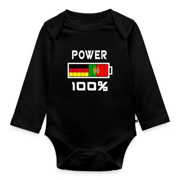 Deutschland und Portugal Power 100% - Baby Bio-Langarm-Body - Schwarz - Vorne