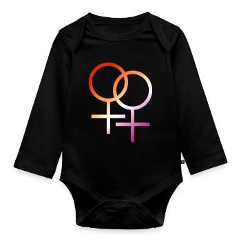 Bunter T-Shirt Entwurf des lgbt lesbischen Symbols - Baby Bio-Langarm-Body - Schwarz - Vorne