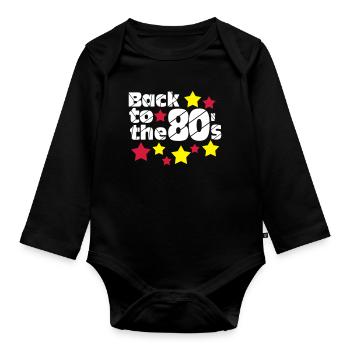 Fête des années 80, chemise amusante, retour aux années 80.. (25) - Body Bébé bio manches longues - noir - Devant