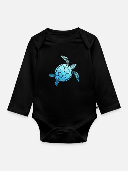 Schildkröte Turtle Geschenkidee Schildkröten Meer - Baby Bio-Langarm-Body - Schwarz