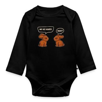 Lapin au chocolat Lapin de Pâques au chocolat Dire drôle - Body Bébé bio manches longues - noir - Devant