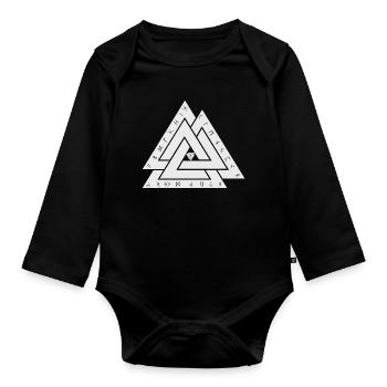 Valknut symbole viking - Body Bébé bio manches longues - noir - Devant