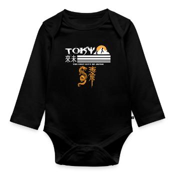Tokio Orange - Baby Bio-Langarm-Body - Schwarz - Vorne