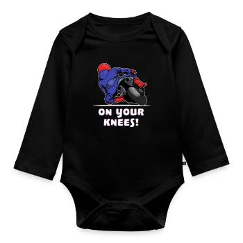 Motorbike motorbikes racing driver biker motorsport - Organic Longsleeve Baby Bodysuit - black - Front