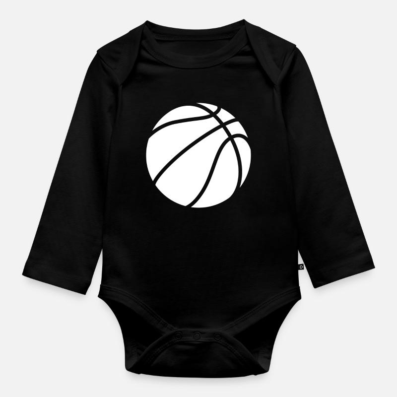 Basketball logo white - Organic Longsleeve Baby Bodysuit - black